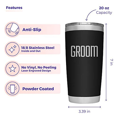  Groom Tumbler - Custom Vacuum Insulated Stainless Steel Groom Cup Mug With Lid And Straw - Cup For Fiance - Coffee Mug For Groom To Be - Groom Travel Tumbler - Engagement Tumbler - Newly Engaged Son