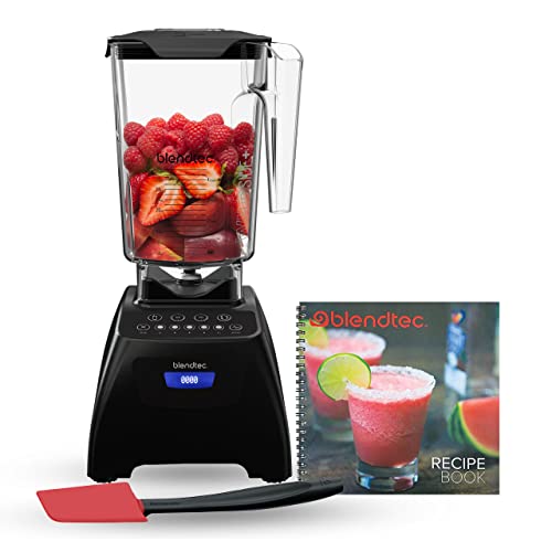 Blendtec Classic 575 Blender, 90 Oz WildSide+ Jar, Spoonula Spatula, And Recipe Book Bundle - Black