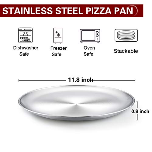  Pizza Pan, 12 Inch Pizza Pan Set Round Pizza Oven Baking Pans Tray Stainless Steel For Home Restaurant Party, Healthy & Heavy Duty, Dishwasher Safe & Easy Clean - Set Of 4