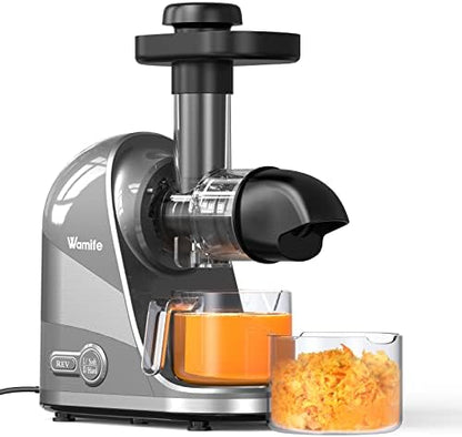  Slow Masticating Juicer Machine, Cold Press Juicer Extractor, 2 Modes & Reverse Function For High Nutrient Fruit & Vegetable Juice, Quiet Motor, With Cup & Brush(Gray)