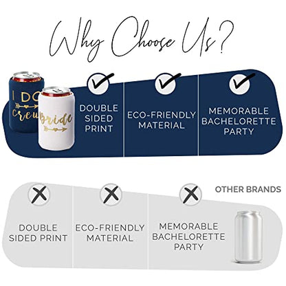  I Do Crew And Bride Bachelorette Party Can Coolers, Set Of 12 Beer Can Coolies, Perfect Bachelorette Party Decorations And Bridesmaid Gifts (Navy Blue)