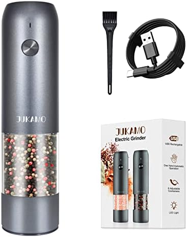  Automatic USB Electric Salt And Pepper Grinder Set, Rechargeable Salt And Pepper Shakers Light Up Large Capacity SKY Grey