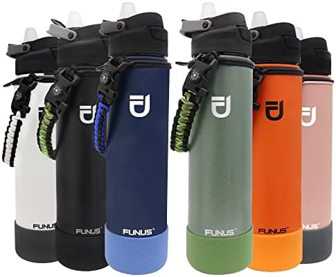  64oz Insulated Water Bottle (2 Lids) 64 Oz Vacuum Stainless Steel Water Bottle With Handle Flip Top Lid And Paracord BPA Free Metal Water Jug Sports Outdoor Camping