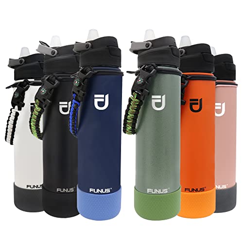 64oz Insulated Water Bottle (2 Lids) 64 Oz Vacuum Stainless Steel Water Bottle With Handle Flip Top Lid And Paracord BPA Free Metal Water Jug Sports Outdoor Camping