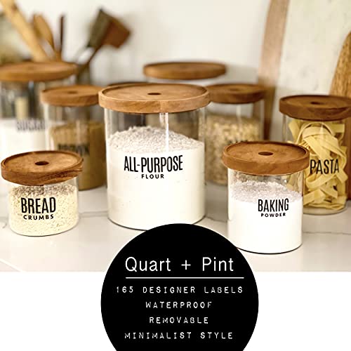  UART + PINT 165 Modern Kitchen Pantry Labels For Containers. Preprinted Clear Minimalist Stickers With Black Text. Waterproof Vinyl Stickers. Organization Labels For Jars Canisters & Storage Bins.