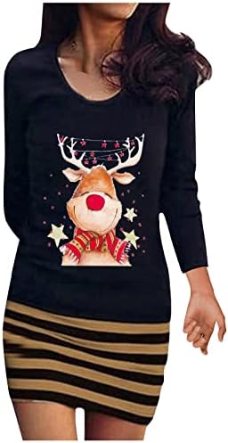  Pullover Sweatshirts For Women Cute Plus Size Christmas Print Long Sleeve Fashion Sweatshirts Pullover Top Streetwear
