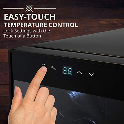  24 Bottle Compressor Wine Cooler Refrigerator W/Lock | Large Freestanding Wine Cellar For Red, White, Champagne Or Sparkling Wine | 41f-64f Digital Temperature Control Fridge Glass Door Black