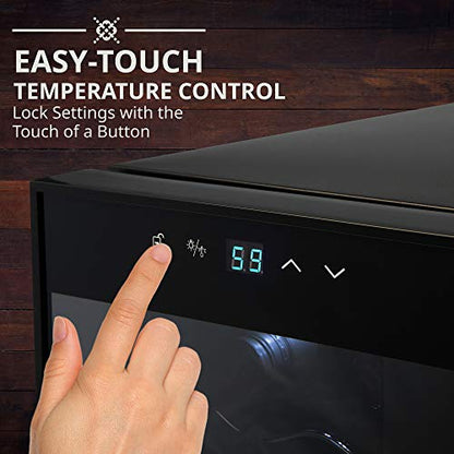  24 Bottle Compressor Wine Cooler Refrigerator W/Lock | Large Freestanding Wine Cellar For Red, White, Champagne Or Sparkling Wine | 41f-64f Digital Temperature Control Fridge Glass Door Black