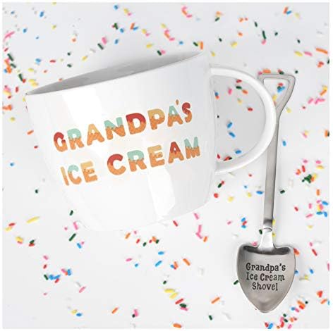  On Caffeine Gifts For Papa – Papa’s Ice Cream Bowl And Engraved Spoon Papa’s Ice Cream Shovel – Ideal Father’s Day Gift, Christmas Gift Or Birthday Gift (Papa)