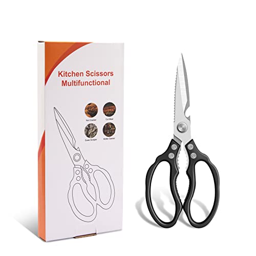 Kitchen Scissors All Purpose Heavy Duty, Kitchen Shears Dishwasher Safe, Ultra Sharp Stainless Steel Kitchen Gadgets, Cooking Cutter For Chicken, Meat, Poultry, Fish, Herbs, Grape (Black)