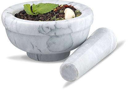  Ler Mortar And Pestle Set Marble Grey 3.75 Inches Diameter