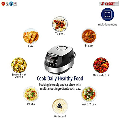  .3Qt Asian Rice Cooker Digital Programmable 15-in-1 Ergonomic Large Touch Screen Electric Multi Cooker Slow Cooker Steamer Pot Warmer 11 Cups 24 Hour Delay Timer Auto Keep Warm Feature RC 0501