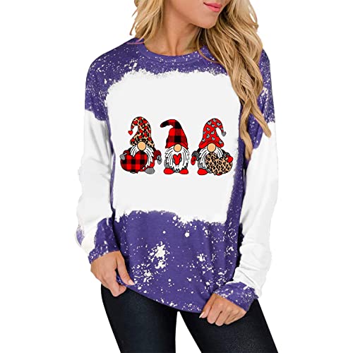  Sweatshirts For Women Loose Fit Cute Plus Size Christmas Print Long Sleeve Fashion Sweatshirts Pullover Top Streetwear