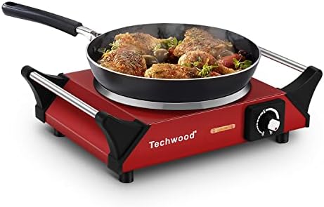  Hot Plate Portable Electric Stove 1500W Countertop Single Burner With Adjustable Temperature & Stay Cool Handles, 7.5” Cooktop For Dorm Office/Home/Camp, Compatible For All Cookwares
