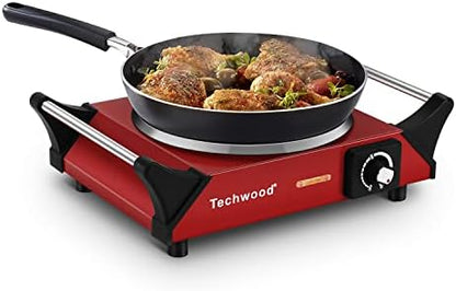  Hot Plate Portable Electric Stove 1500W Countertop Single Burner With Adjustable Temperature & Stay Cool Handles, 7.5” Cooktop For Dorm Office/Home/Camp, Compatible For All Cookwares