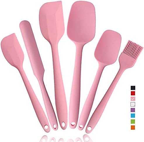  Heat Resistant Silicone Spatulas Set 6pcs, Seamless Design Non-Stick Mixing Spatulas With Stainless Steel Core, Premium BPA-Free Rubber Spatula Baking Cooking Utensile For Home Kitchen BBQ (white)