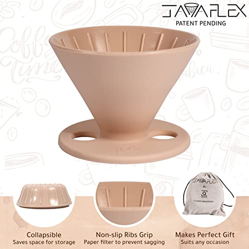  The Original JavaFlex Premium Foldable Silicone Pour Over Coffee Maker And Storage Pouch. Uses #2 V60 Cone Coffee Filters