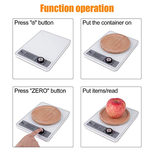  Digital Food Scale, Kitchen Scale For Cooking, Baking, And Weight Loss, 1g/0.03oz Precise Graduation, Tempered Glass （White）