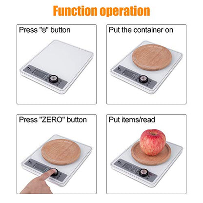  Digital Food Scale, Kitchen Scale For Cooking, Baking, And Weight Loss, 1g/0.03oz Precise Graduation, Tempered Glass （White）