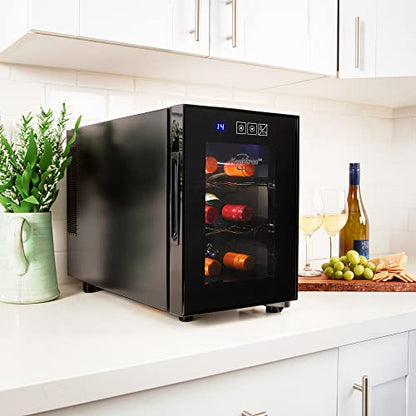  6 Bottle Wine Cooler, Black, Thermoelectric Wine Fridge, 0.65 Cu. Ft. (16L), Freestanding Wine Cellar, Red, White And Sparkling Wine Storage For Small Kitchen, Apartment, Condo, RV
