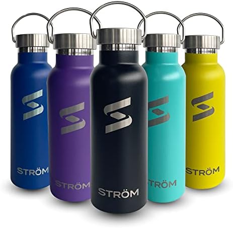 Trom 32oz Black Stainless Steel Water Bottle, Free Cleaning Brush, Plastic Free, BPA Free, Vacuum Insulated, 32 Ounce Healthy, Double Walled, Thermos, All Metal