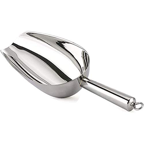  Stainless Steel Ice Scoop 8oz, 9.9 Inch Small Metal Food Scoops For Kitchen Bar Party Wedding, Superb Mirror Polish Surface, Heavy Duty & Anti Rust, Easy Clean & Dishwasher Safe