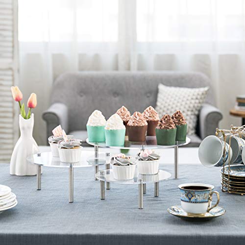  MyGift 6-Piece Set Countertop Round Clear Acrylic Server Dessert & Bakery Display Riser Stands