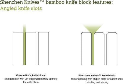  Large In-Drawer Knife Block: 11 Slot (Holds 10-12 Knives) Empty Bamboo Wooden Knife Holder For Kitchen Drawers