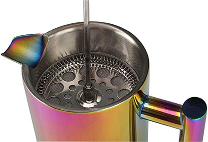  French Press Coffee Maker – 1 Or 2 Cups Small Stainless Steel Coffee Maker Double Walled French Press Rainbow 12oz/350ml