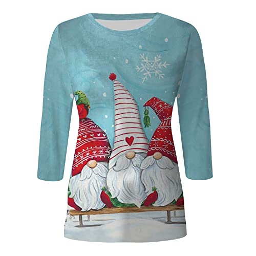  Womens 2022 Fall Fashion Tops Fall Loose Tops Christmas Print Long Sleeve Sweatshirts Plus Size Pullover Top Fall