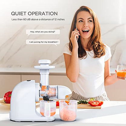  E3C Juice Extractor, Slow Juicer Cold Press With Reverse Function, Anti-Drip And Silent Motor, BPA Free Ceramic Screws, For Fruit And Vegetables, Ice Cream