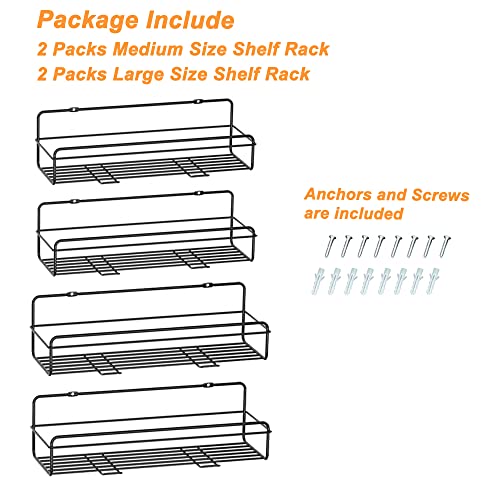  WEJIPP Spice Rack Holders Organizer For Wall Mount,Hanging Spice Shelf Storage Racks Seasoning Organizer Extra Storage For Kitchen Pantry Cabinet Cupboard Door Mount,4 Packs