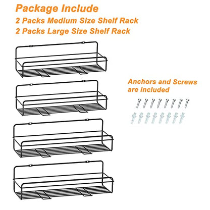  WEJIPP Spice Rack Holders Organizer For Wall Mount,Hanging Spice Shelf Storage Racks Seasoning Organizer Extra Storage For Kitchen Pantry Cabinet Cupboard Door Mount,4 Packs