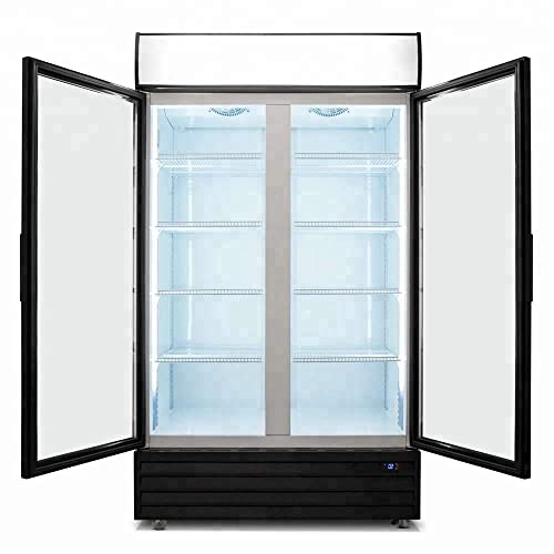  Glass 2 Door Upright Display Beverage Cooler Merchandiser; 35 Cubic Ft., 45" Wide