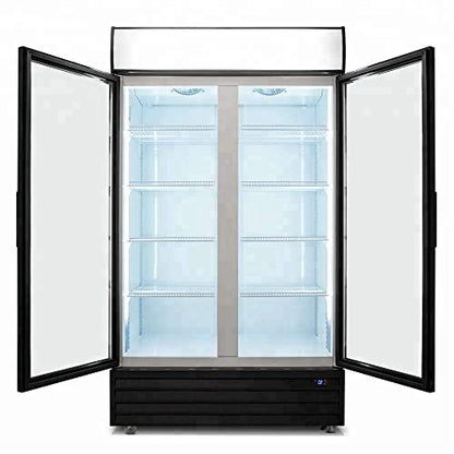  Glass 2 Door Upright Display Beverage Cooler Merchandiser; 35 Cubic Ft., 45" Wide