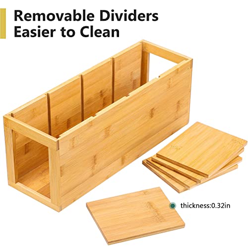  Extra Large Bamboo Utensil Holder, 4 Sections Kitchen Utensil Holder Organizer For Countertop, Cooking Utensil Caddy Farmhouse Utensils Holder Utensil Crock For Kitchen Counter