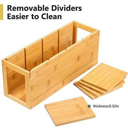  Extra Large Bamboo Utensil Holder, 4 Sections Kitchen Utensil Holder Organizer For Countertop, Cooking Utensil Caddy Farmhouse Utensils Holder Utensil Crock For Kitchen Counter