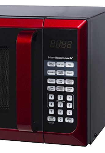  0.9 Cu. Ft. Countertop Microwave Oven, 900 Watts, Red Stainless Steel