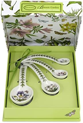  Botanic Garden Set Of 4 Measuring Spoons | Measuring Spoon Set With Assorted Floral Motifs | Made From Porcelain | Dishwasher And Microwave Safe