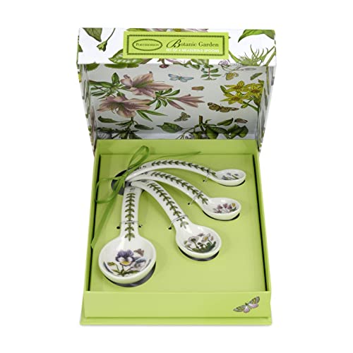 Botanic Garden Set Of 4 Measuring Spoons | Measuring Spoon Set With Assorted Floral Motifs | Made From Porcelain | Dishwasher And Microwave Safe