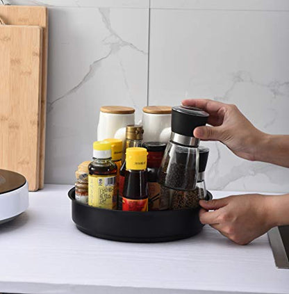  Lazy Susan Turntable Spice Organizer 9", Rotating Spinning Lazy Susans Storage Container For Kitchen Pantry, Counters, Countertop, Shelf, Table, Vanity Black