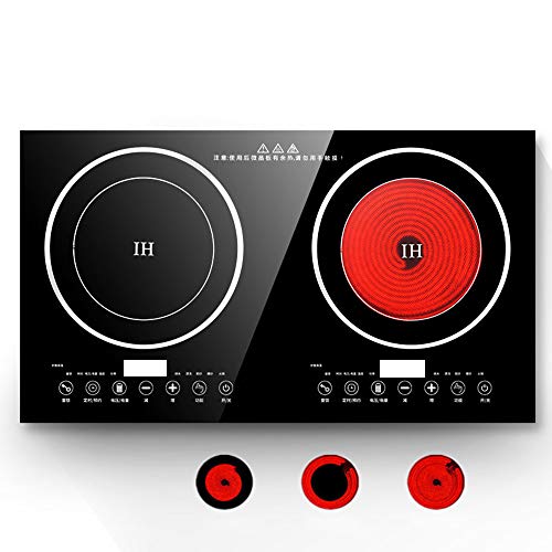  V Portable Multifunctional Countertop Double Burner Digital Sensor Touch Electric Dual Induction Cooker Digital Countertop Double Burner Cooktop With Kids Safety Lock Black