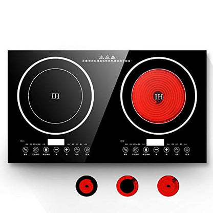  V Portable Multifunctional Countertop Double Burner Digital Sensor Touch Electric Dual Induction Cooker Digital Countertop Double Burner Cooktop With Kids Safety Lock Black