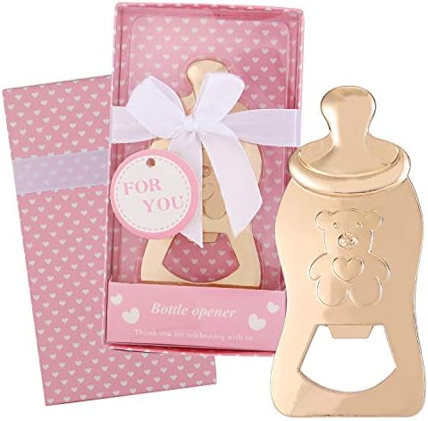  Ack Of 16 Bottle Opener Boy Baby Shower Party Favor Bottle Shaped Bottle Opener Baby Shower Return Gifts For Guest Wedding Party Souvenir Birthday Bridal Shower (Pink Bear, 16)