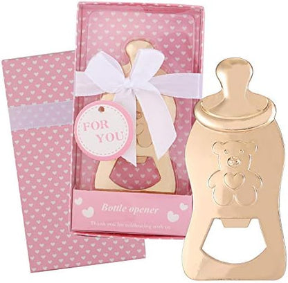  Ack Of 16 Bottle Opener Boy Baby Shower Party Favor Bottle Shaped Bottle Opener Baby Shower Return Gifts For Guest Wedding Party Souvenir Birthday Bridal Shower (Pink Bear, 16)