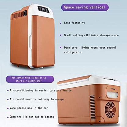  TONPOP 8L Mini Refrigerator, Mini Refrigerated Car Mini Hormone Refrigerated Box, 12V / 220V Portable Portable Freezer For Bedroom Office Car Travel (Brown)