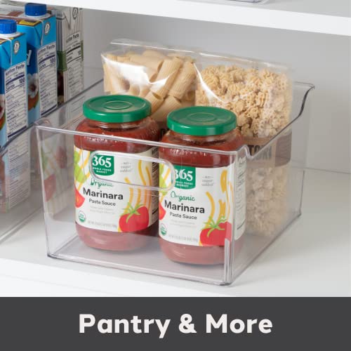  Storage Bin With Handles - Deep (9.75" X 9" X 6") - Ideal For Kitchen Organization, Pantry Storage, Fridge Organizing, Clear