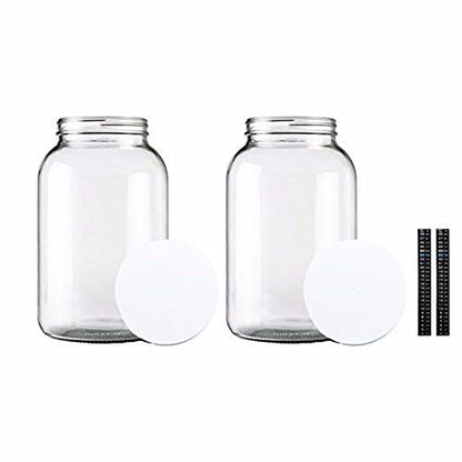  Ne Gallon Wide Mouth Jar With Lid And Dual Scale Thermometer-Set Of 2