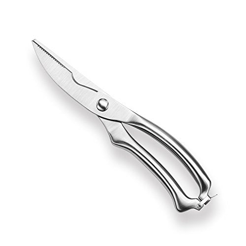  Heavy Duty Poultry Shears WELLSTAR, Utility Ultra Sharp Spring Loaded Kitchen Scissors For Meat Chicken Fish Seafood BBQ Stainless Steel Food Scissors (Silver)