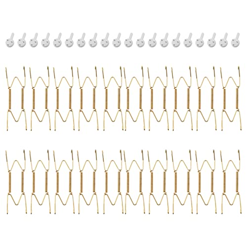 Lodokdre 20 Pieces 6 Inch Invisible Plate Hangers Wall Plate Hangers Brass Wire Plate Holders With 20 Pieces Wall Hooks